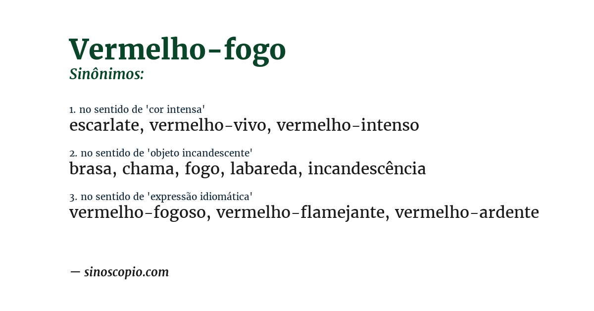 Sinônimo de vermelho-fogo