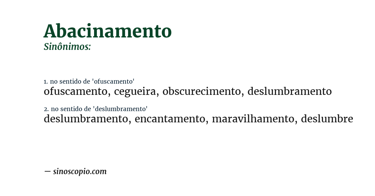 Sinônimo de abacinamento