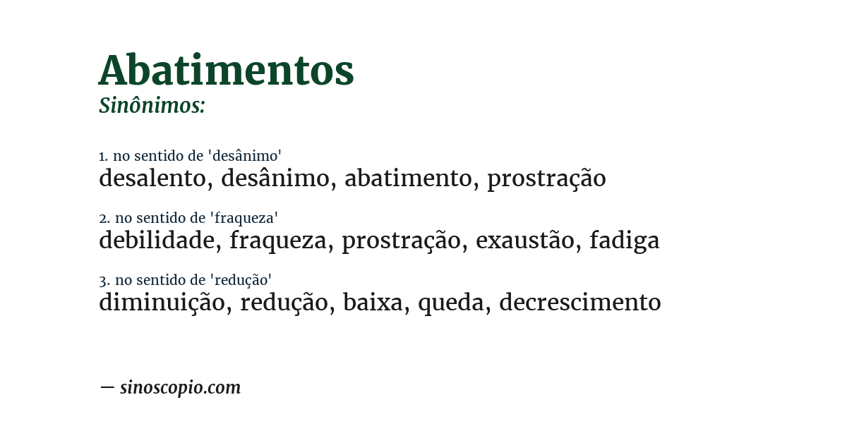 Sinônimo de abatimentos