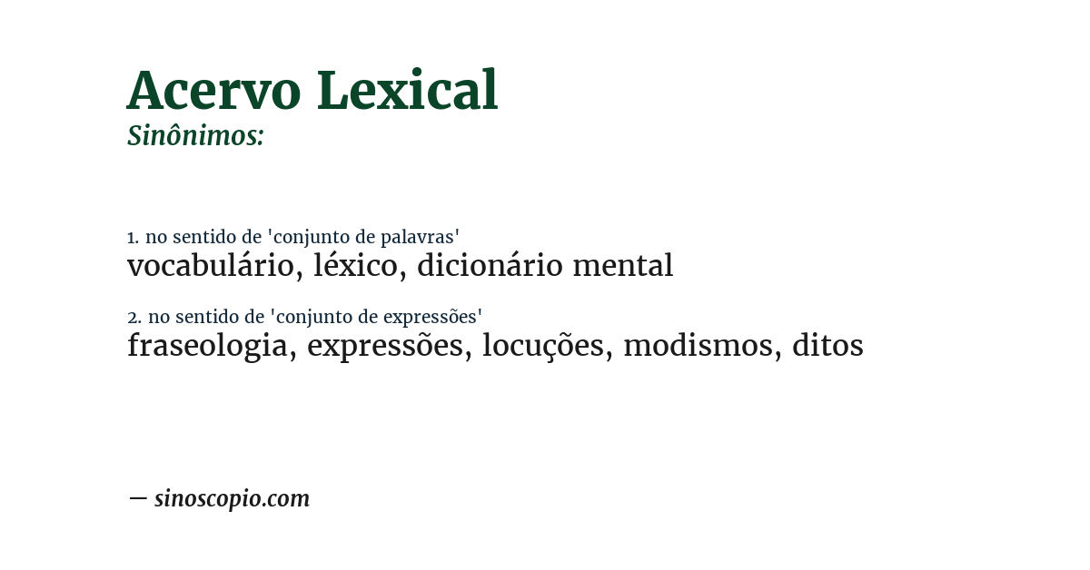 Sinônimo de acervo lexical