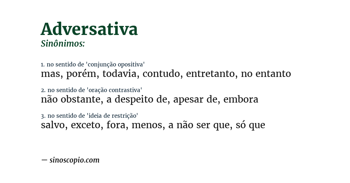 Sinônimo de adversativa