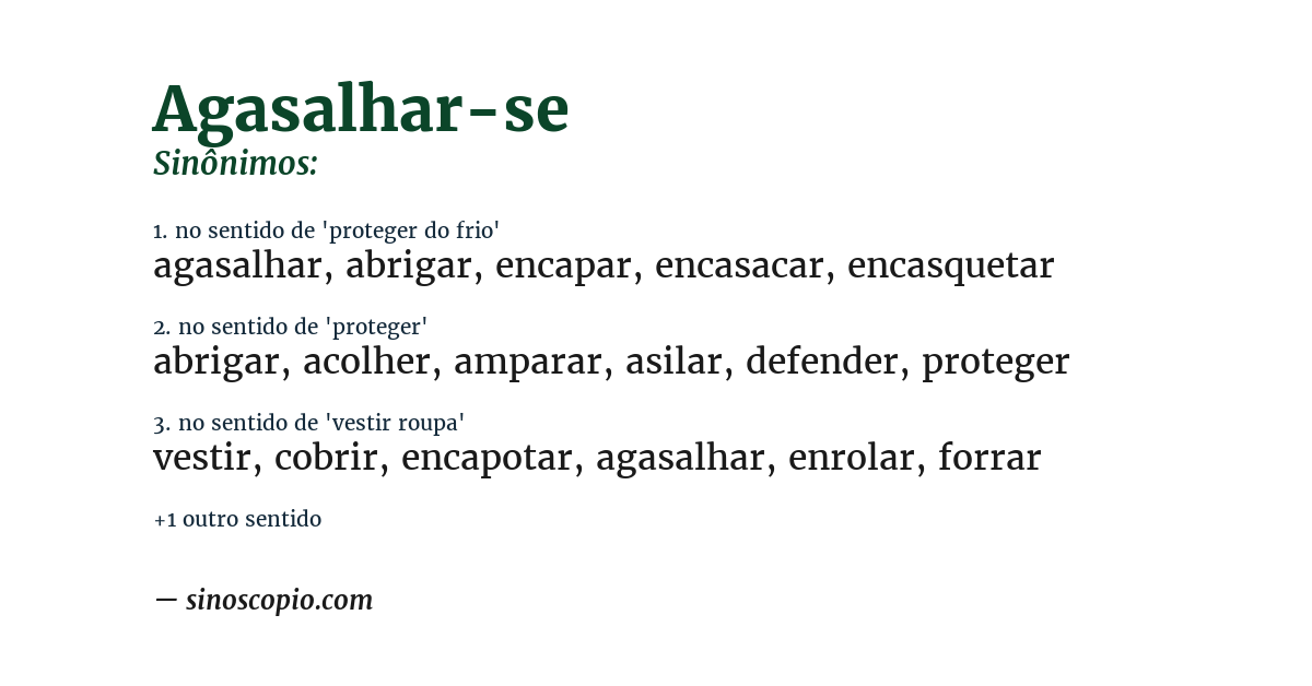Sinônimo de agasalhar-se