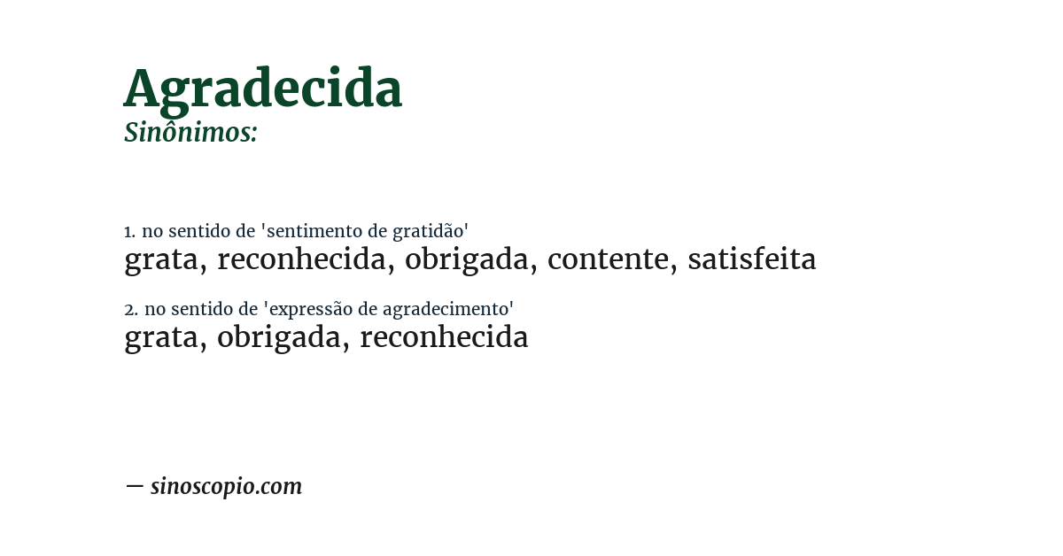 Sinônimo de agradecida