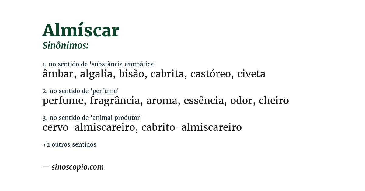 Sinônimo de almíscar