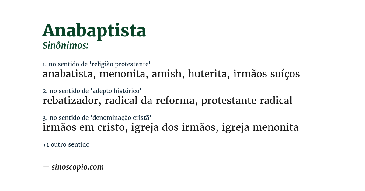 Sinônimo de anabaptista