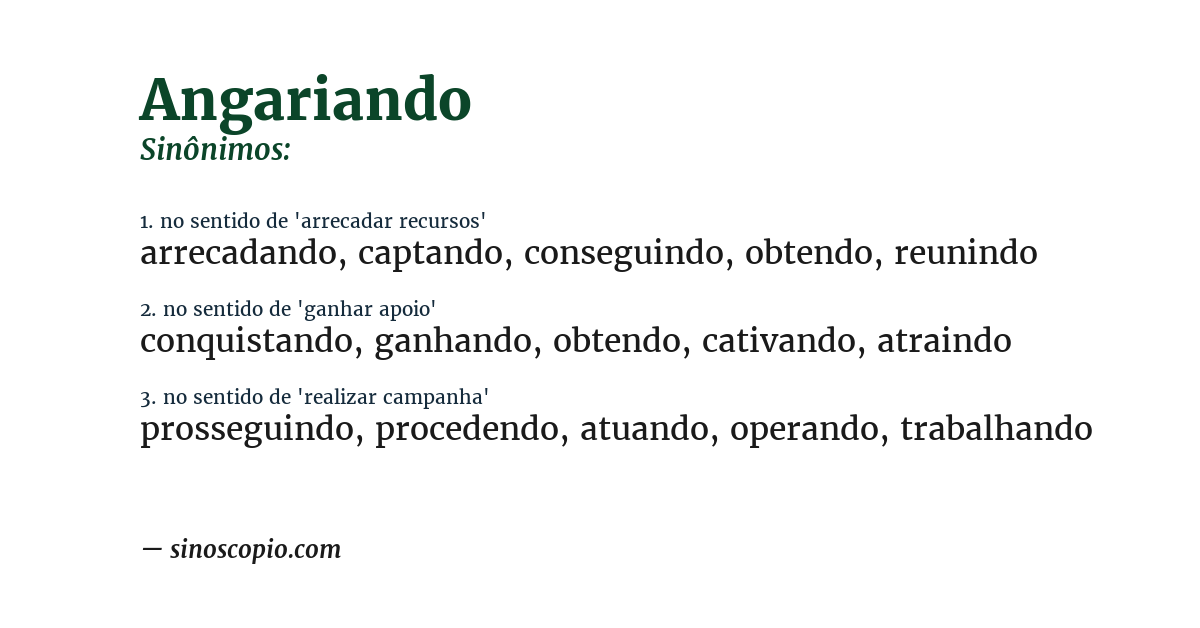 Sinônimo de angariando