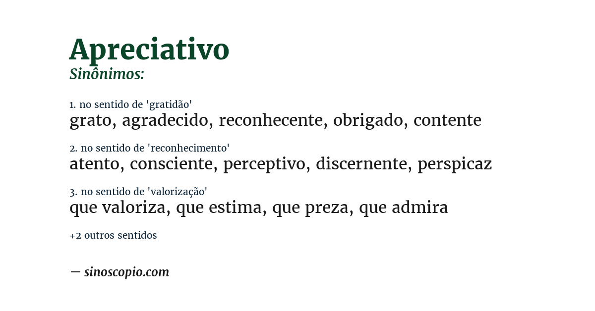 Sinônimo de apreciativo