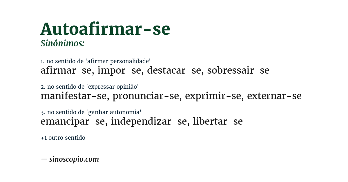 Sinônimo de autoafirmar-se