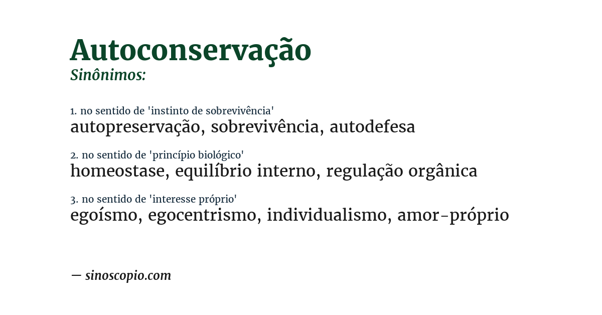 Sinônimo de autoconservação