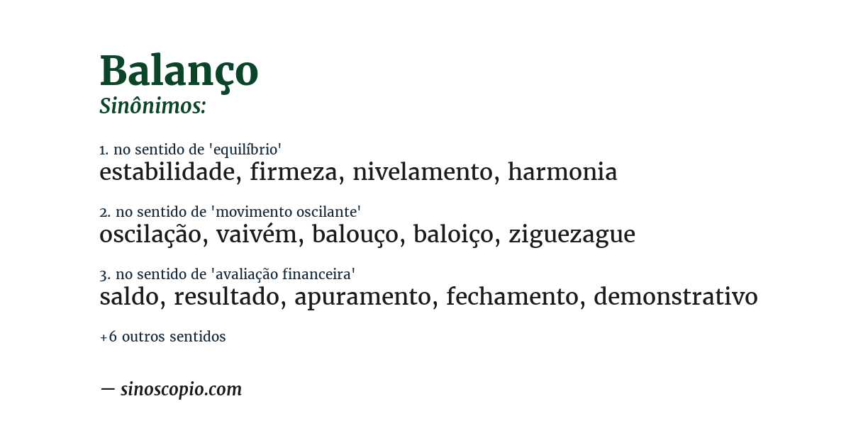 Sinônimo de balanço