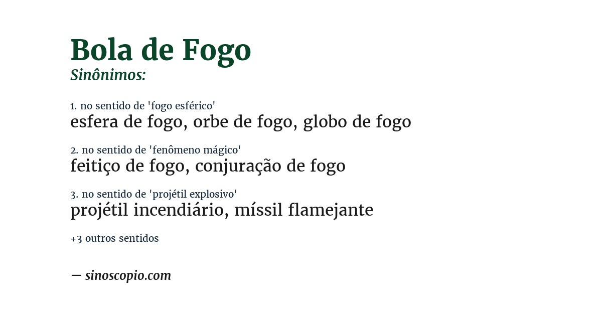 Sinônimo de bola de fogo