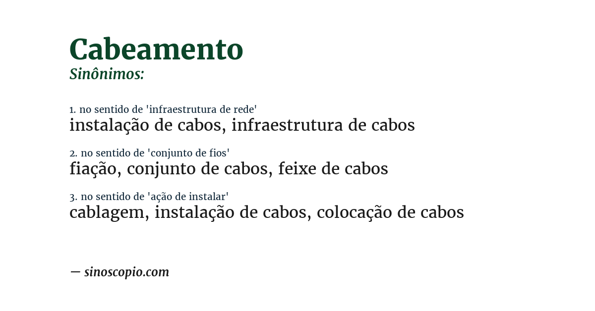 Sinônimo de cabeamento