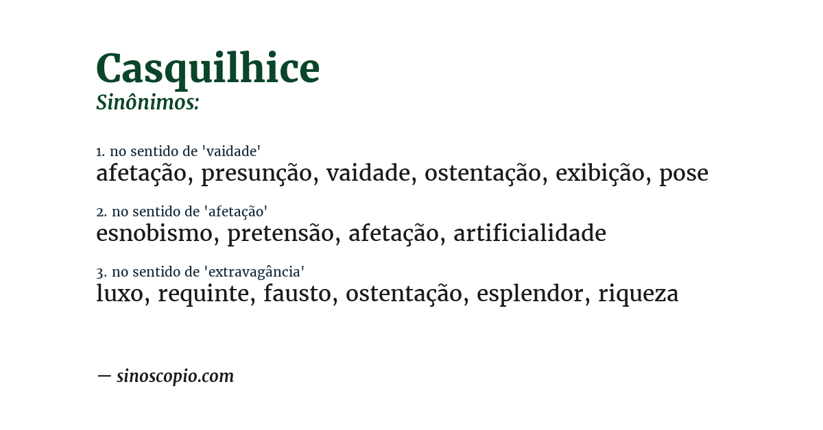 Sinônimo de casquilhice