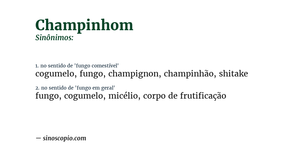Sinônimo de champinhom