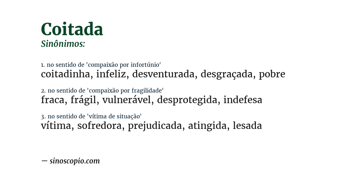 Sinônimo de coitada