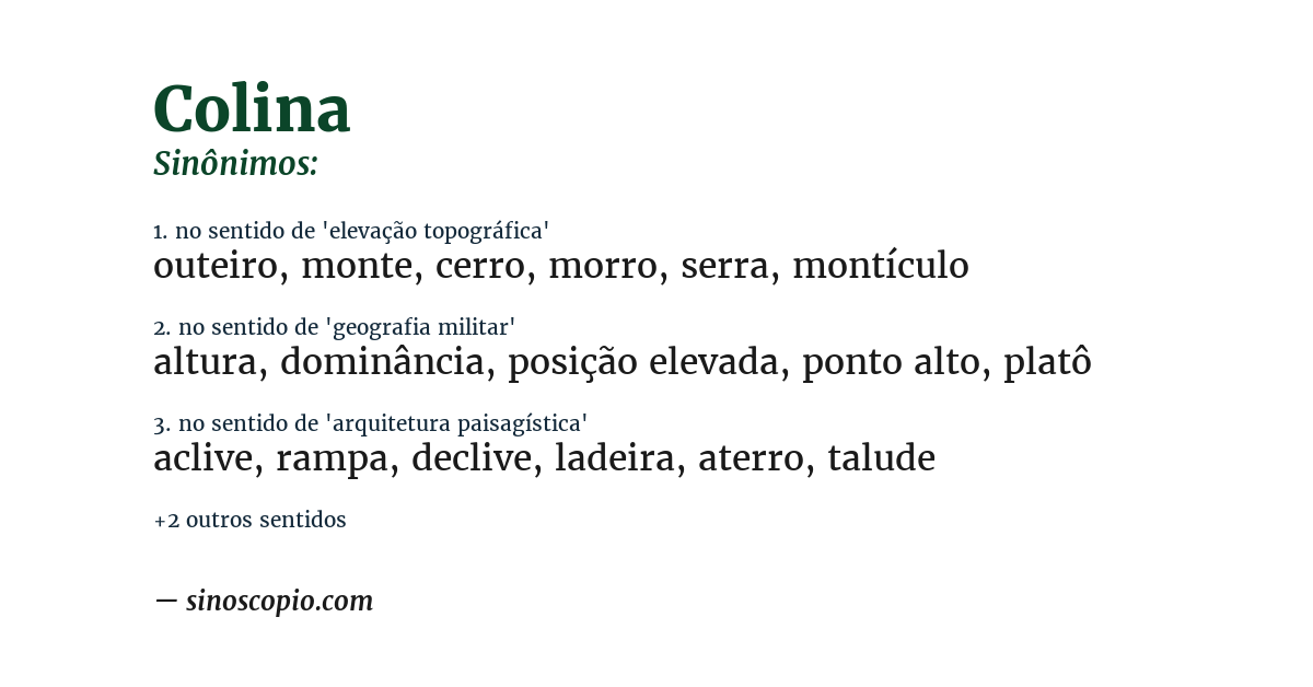 Sinônimo de colina