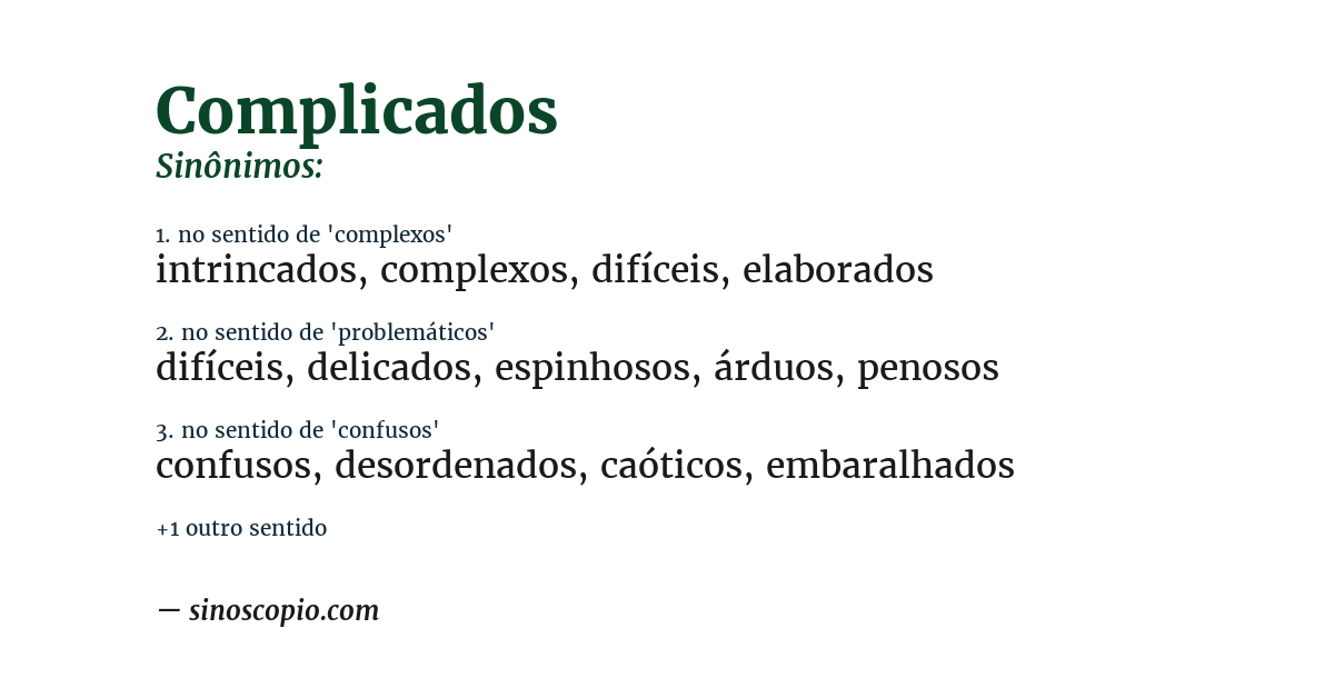 Sinônimo de complicados