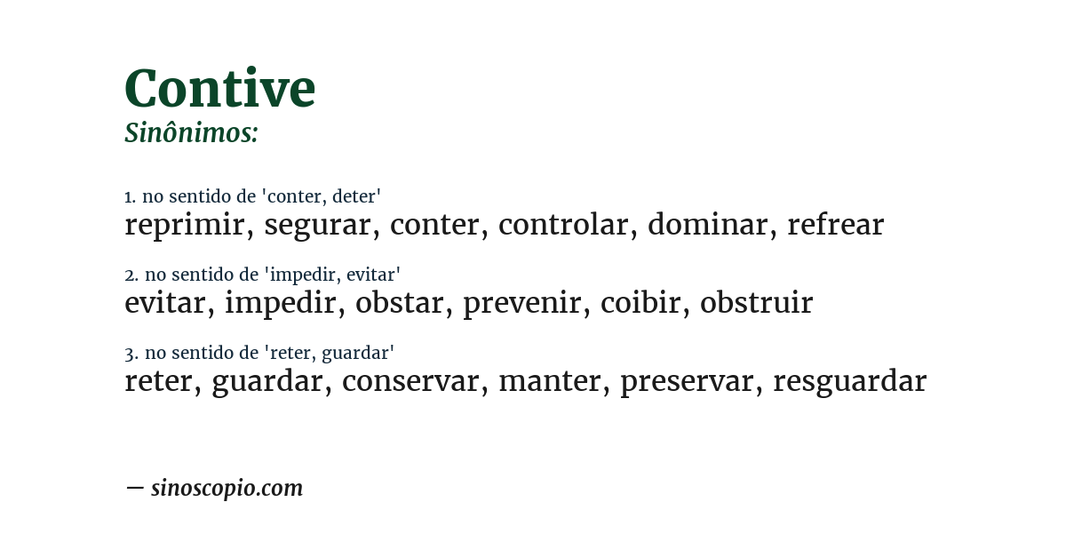 Sinônimo de contive