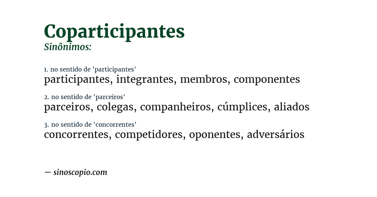 Sinônimo de coparticipantes
