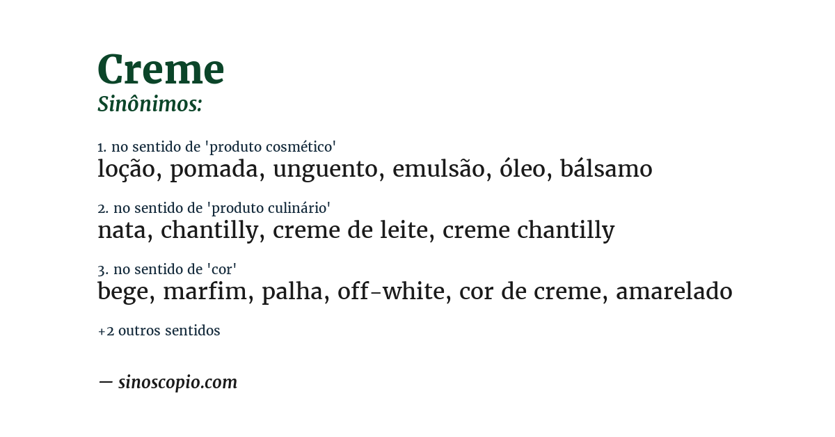 Sinônimo de creme