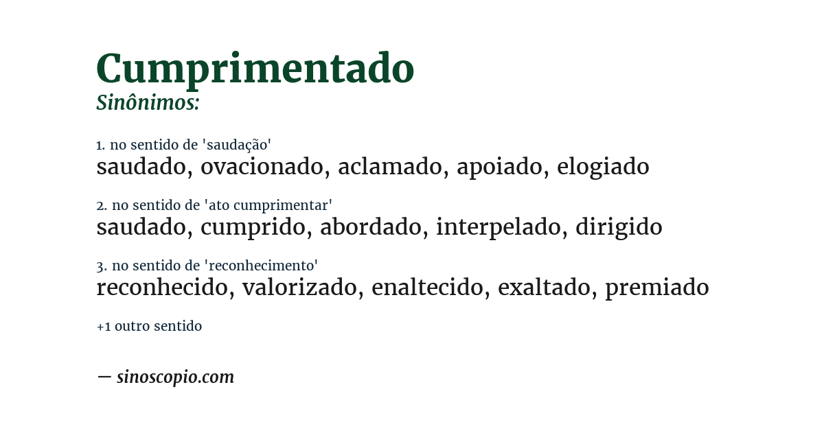 Sinônimo de cumprimentado
