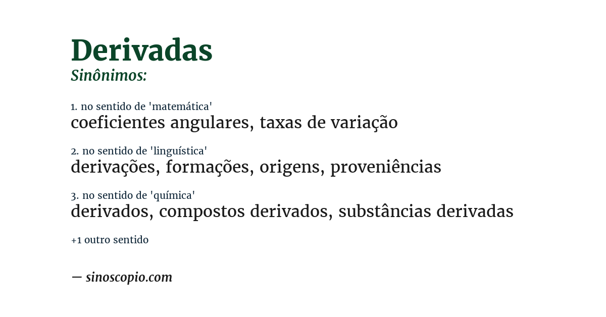 Sinônimo de derivadas
