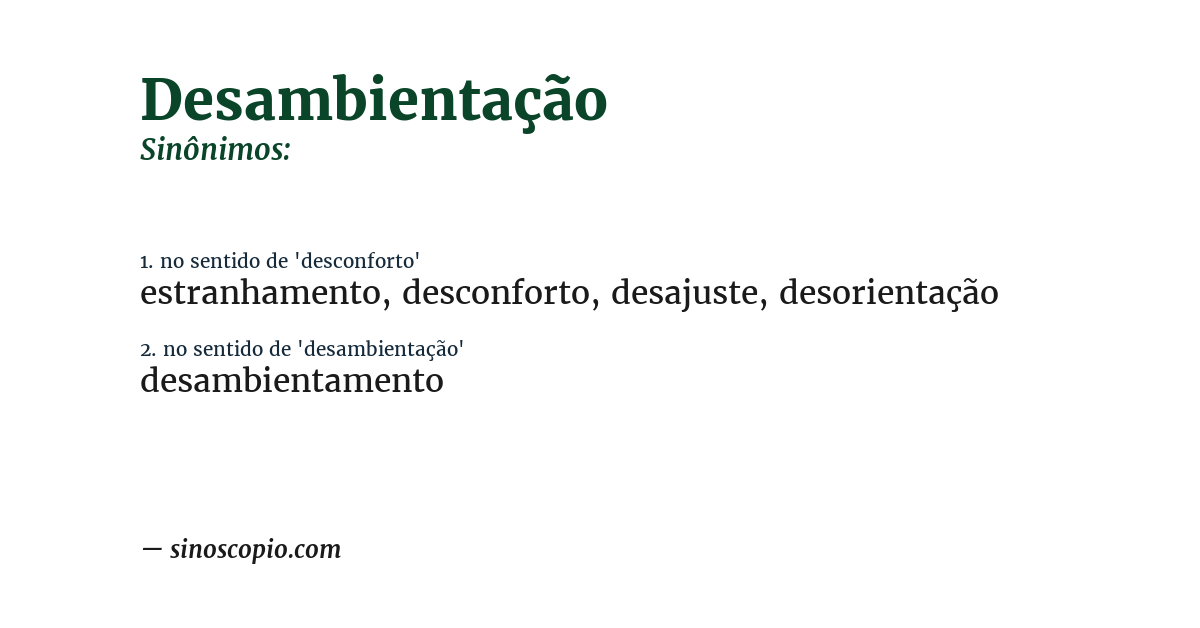 Sinônimo de desambientação