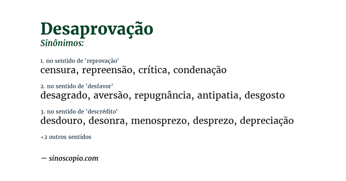 Sinônimo de desaprovação
