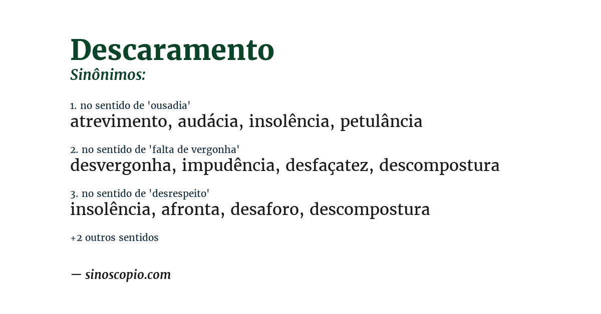 Sinônimo de descaramento