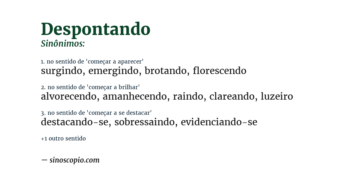 Sinônimo de despontando