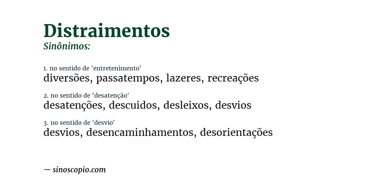 Sinônimo de distraimentos