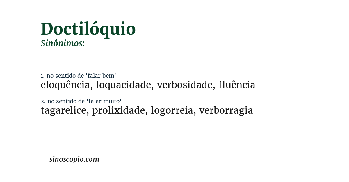 Sinônimo de doctilóquio