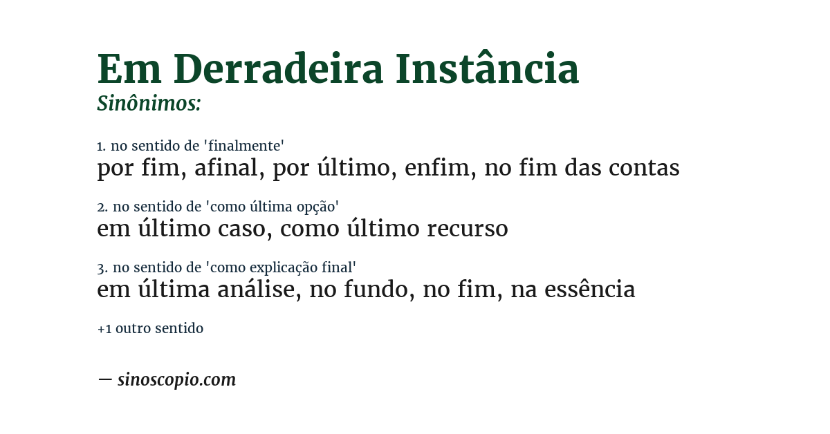 Sinônimo de em derradeira instância