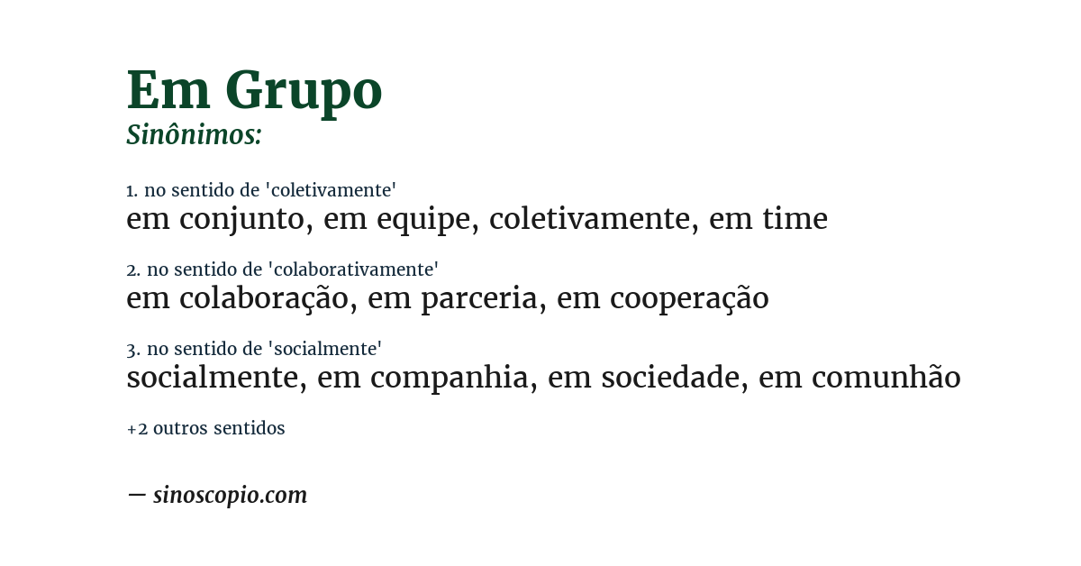 Sinônimo de em grupo
