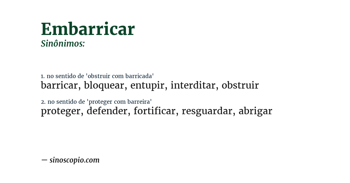 Sinônimo de embarricar