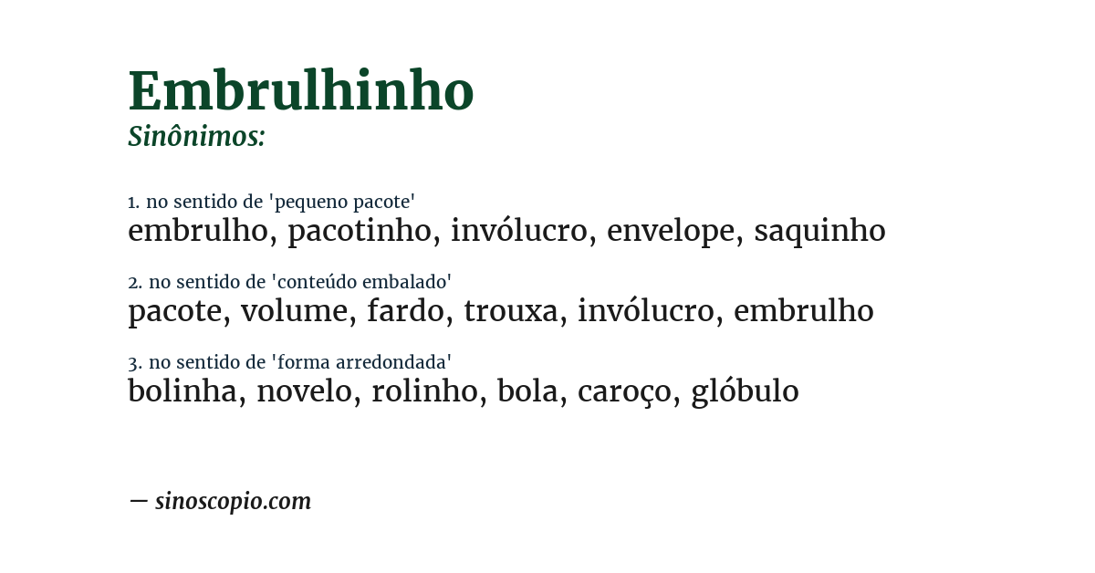 Sinônimo de embrulhinho