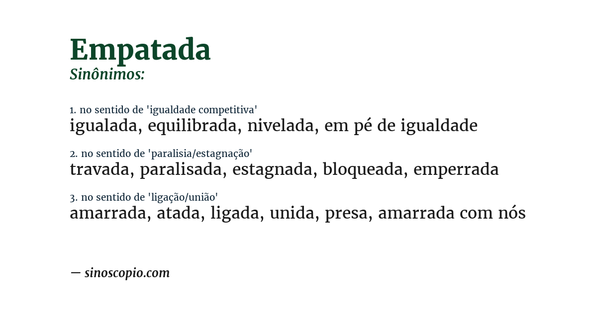Sinônimo de empatada