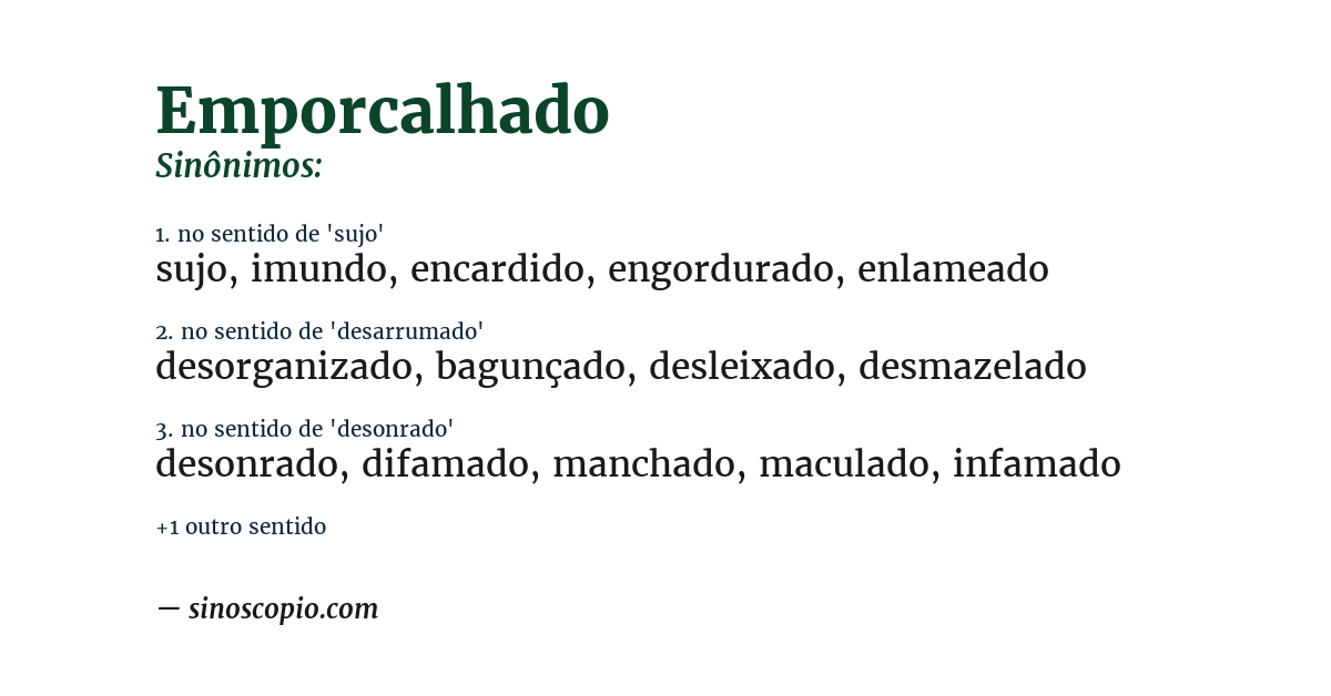 Sinônimo de emporcalhado
