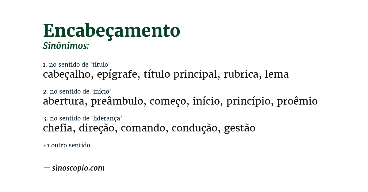 Sinônimo de encabeçamento