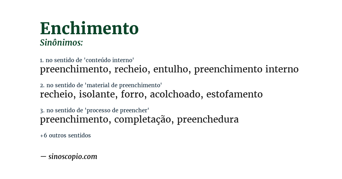 Sinônimo de enchimento