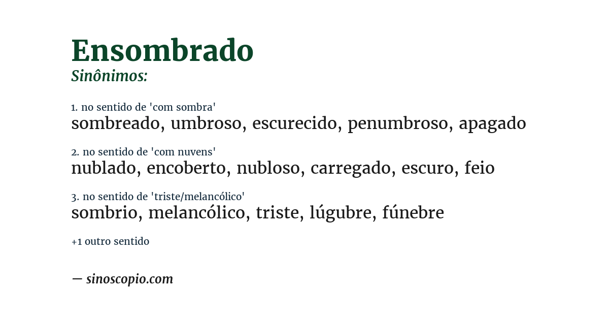 Sinônimo de ensombrado