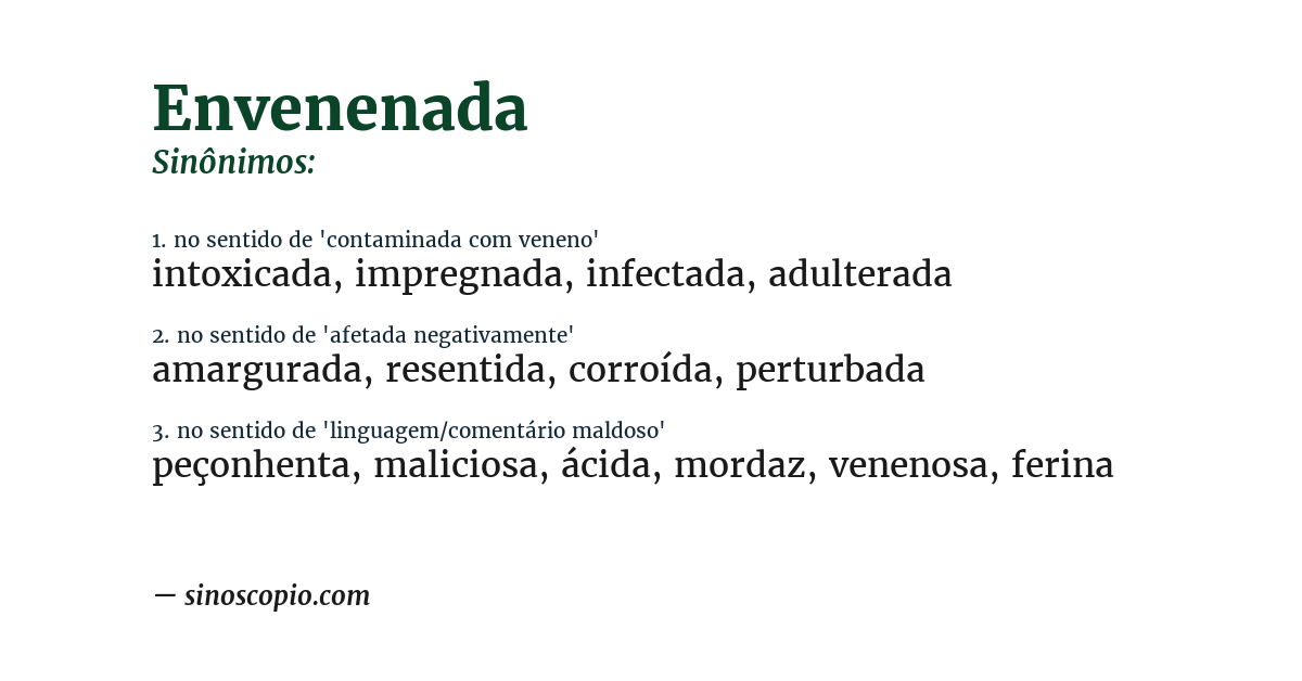 Sinônimo de envenenada