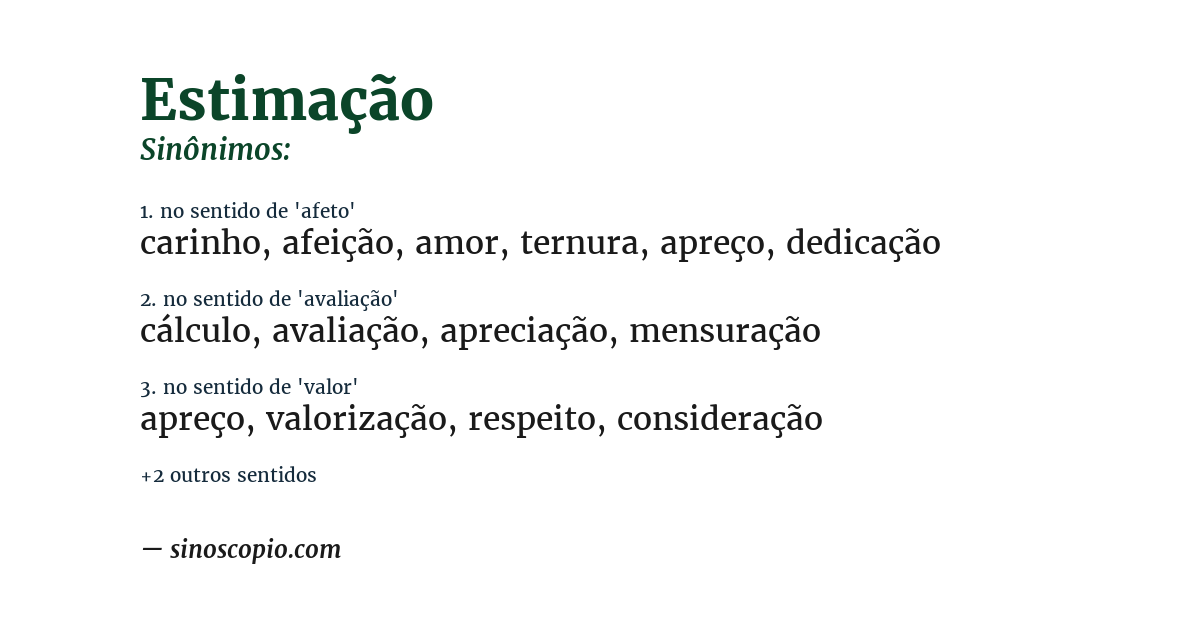 Sinônimo de estimação