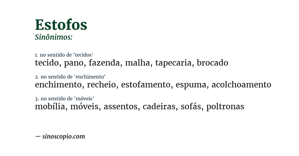 Sinônimo de estofos