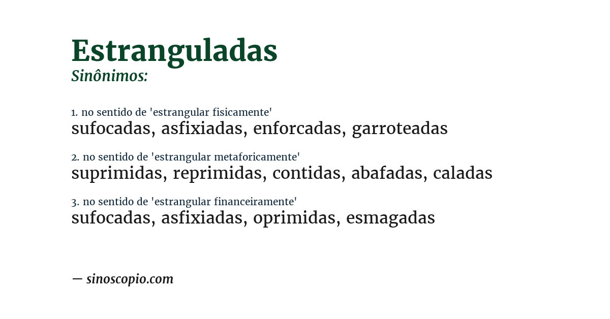Sinônimo de estranguladas