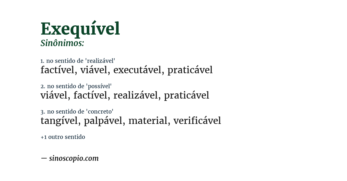 Sinônimo de exequível