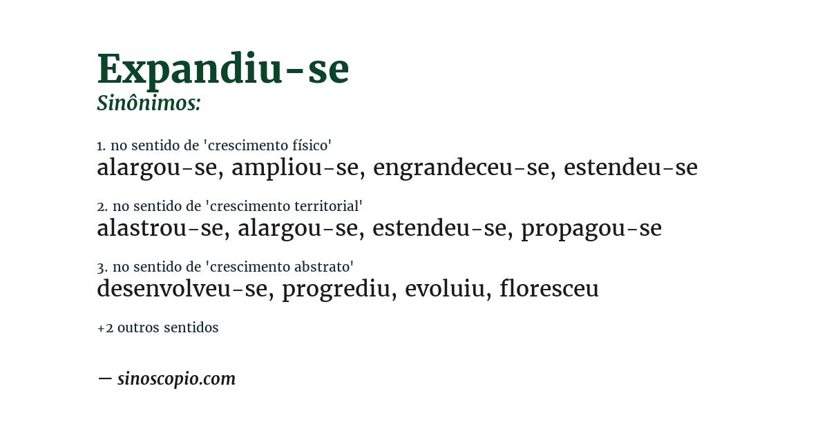 Sinônimo de expandiu-se