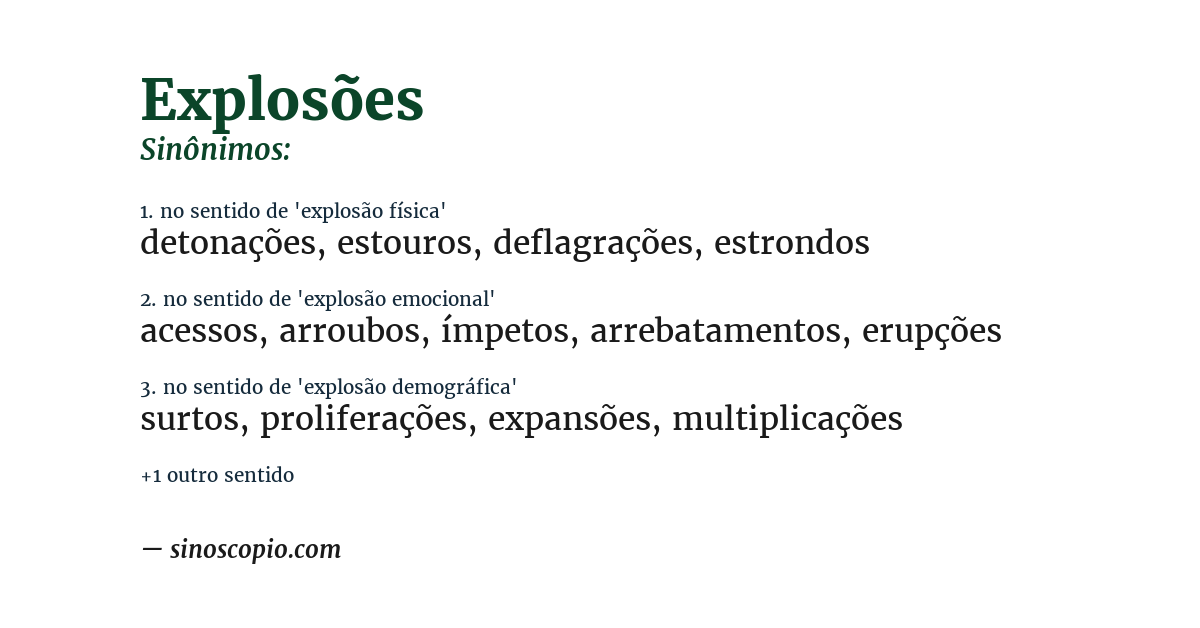Sinônimo de explosões