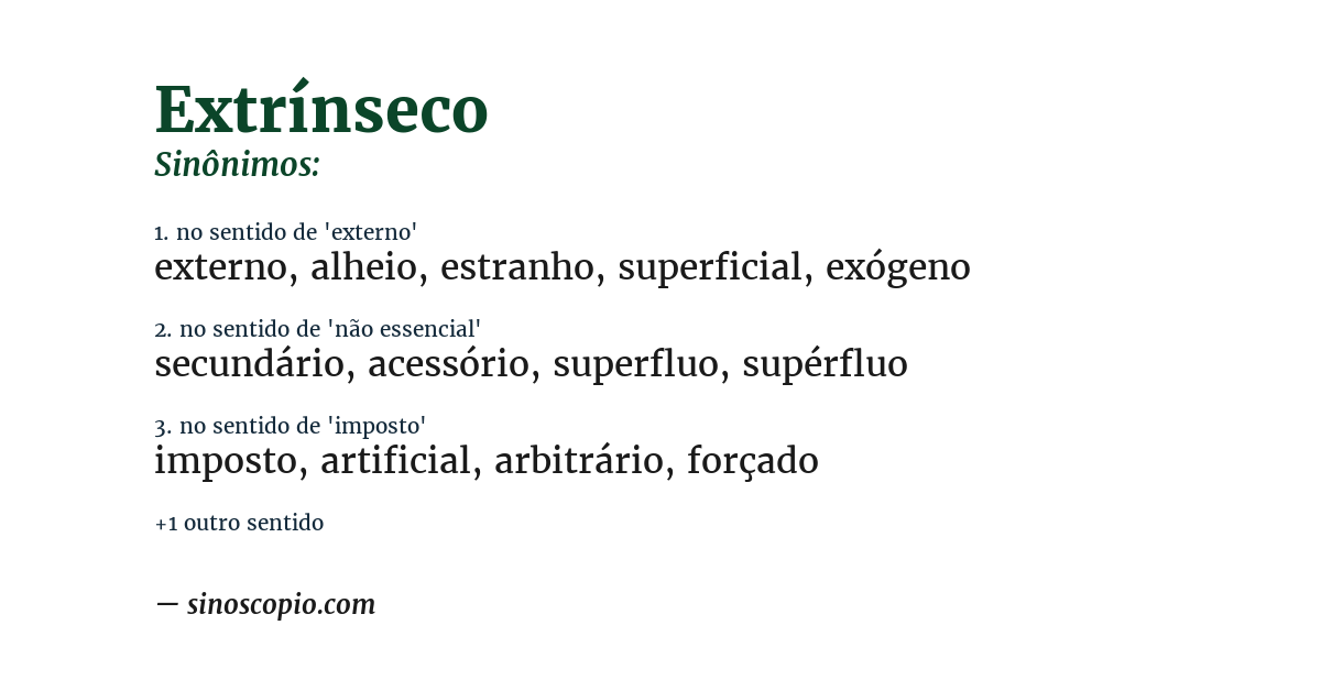 Sinônimo de extrínseco