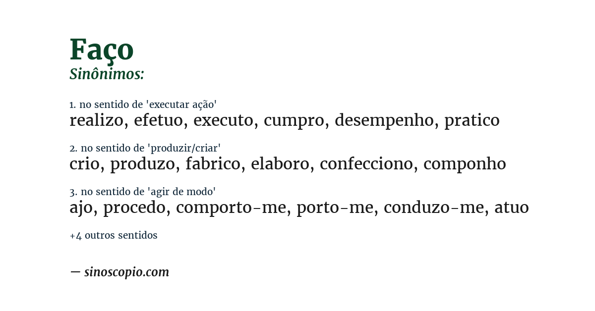 Sinônimo de faço